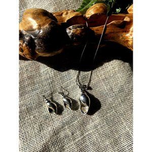 Sterling Silver 925 Shell Earrings And Necklace On Chain